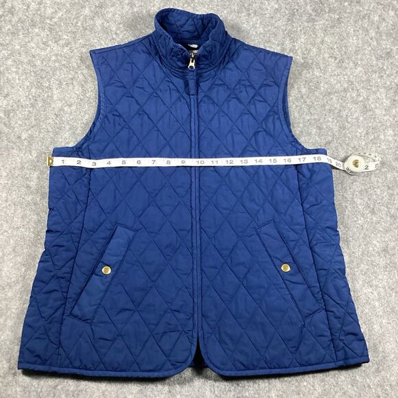 Lands End Puffer Vest Women’s Small Navy Blue Quilted Outdoor Pockets Vents - Picture 10 of 16